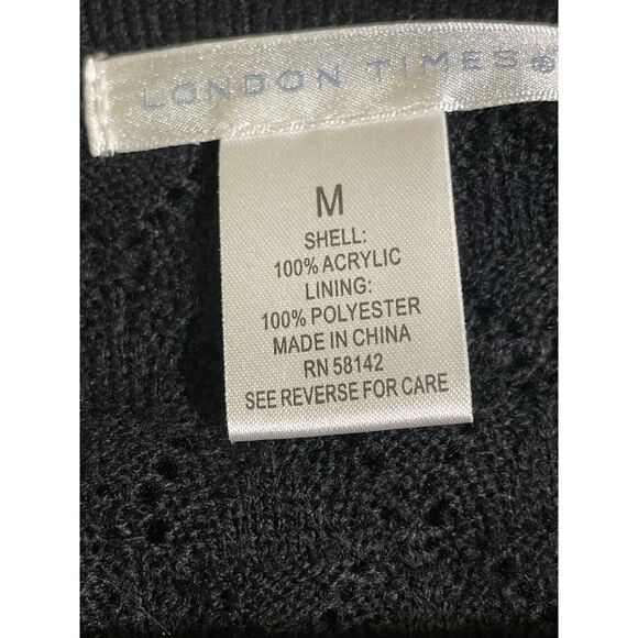 London Times Knit Sweater Dress Long Sleeve Scoop Neck Black NWT Medium - Picture 7 of 11